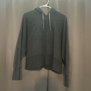 Women Nike Cropped Gray Hooded Sweatshirt